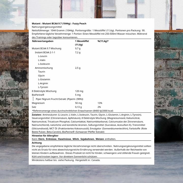 Actual product image Mutant BCAA 9.7 powder (Fuzzy Peach, 1 pcs., 1044.10 g)