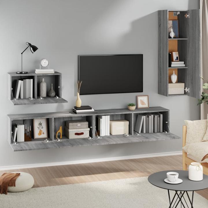 Immagine prodotto VidaXL 4-tlg. TV-Schrank-Set Grau Sonoma Holzwerkstoff,Farbe: Grau (100 x 30 x 30 cm)