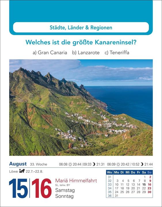 Immagine prodotto Harenberg Allgemeinbildung Tagesabreisskalender 2026 - Das tägliche Wissens-Quiz (Copertina morbida, Tedesco)