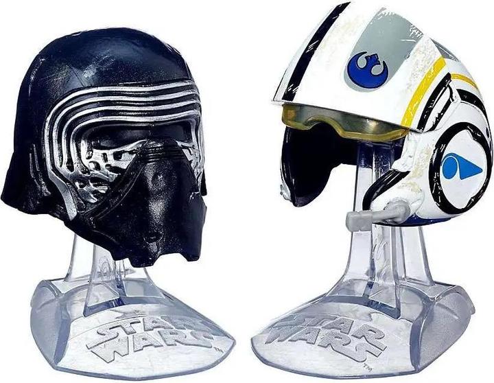 Actual product image Hasbro Star Wars The Force Awakens Black Titanium Kylo Ren & Poe Dameron 2-Inch Diecast Helmet 2-Pack