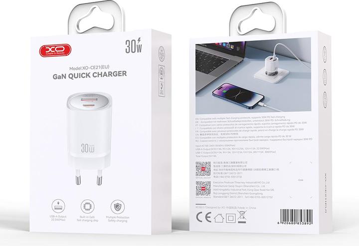 Immagine prodotto xO Caricabatterie da parete CE21 PD 33W 1x USB-C 1x USB bianco (30 W)