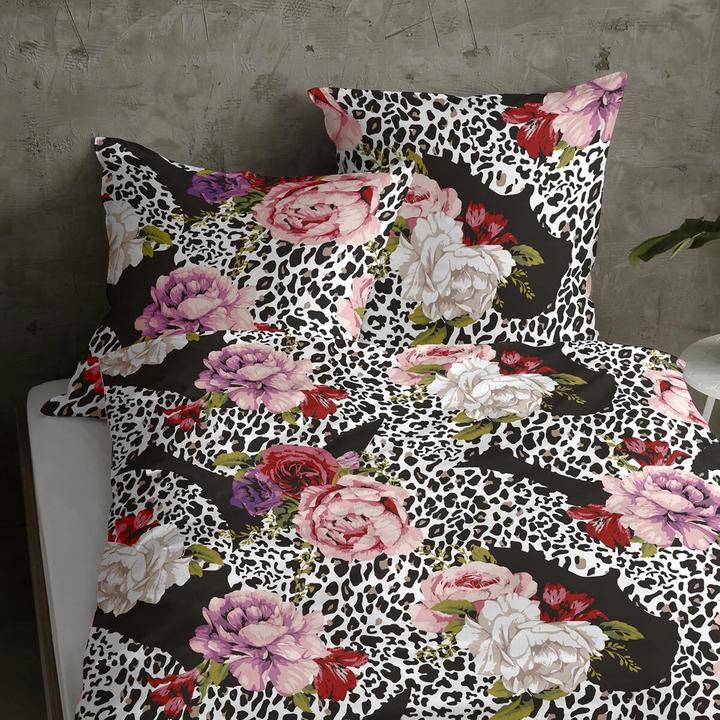 Image du produit Casatex Satin literie Neldy noir-rose (Set de linge de lit, 155x220 cm + 80x80 cm)