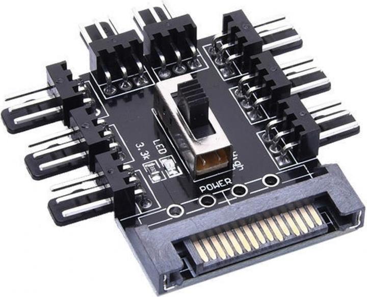 Image du produit PowerGuard Carte d'alimentation PC 8 ventilateurs (3pin, 12V) vers SATA