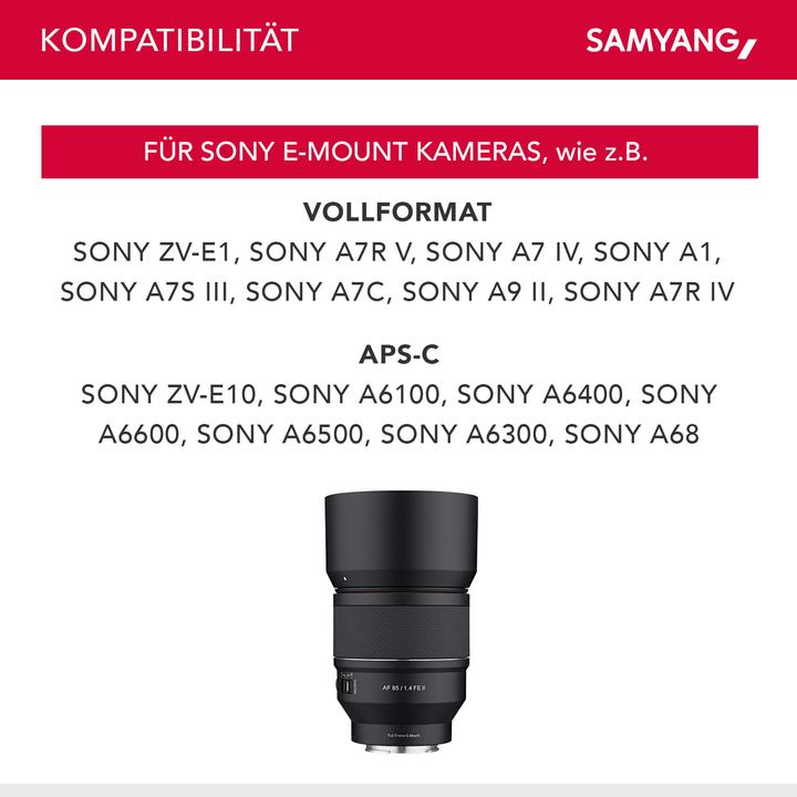 Image du produit Samyang AF 85mm f/1.4 FE II Sony E (Sony E, Plein format)