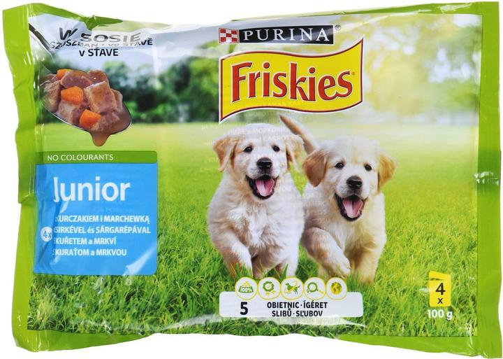Purina FRISKIES Junior Chicken with Carrots - Wet Food for Dogs - 4x100g (Junior, 4 pcs., 400 g)