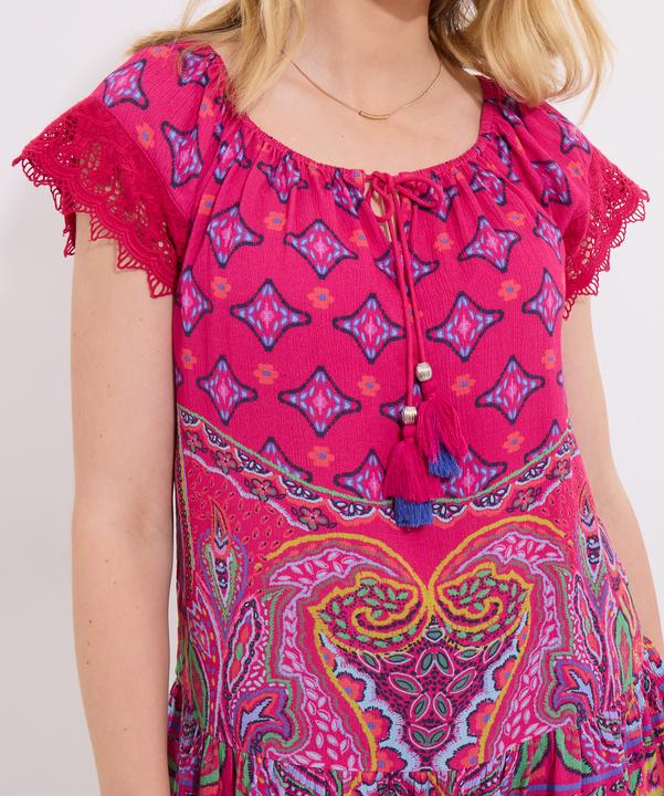 Produktbild Joe Browns Printed Crochet Lace Trim Tassel Top (14)