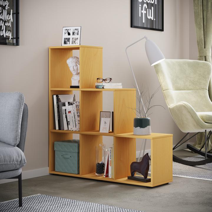 Produktbild VCM Holz Stand Treppenregal 6 Fächer Nitas (108 x 29 x 105 cm)