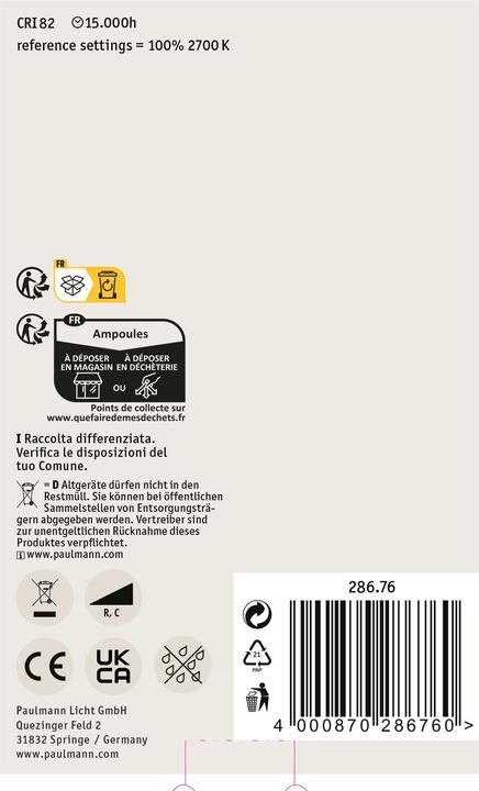 Immagine prodotto Paulmann Globo con specchio per la testa (E27, 6.50 W, 600 lm, 1 x, F)