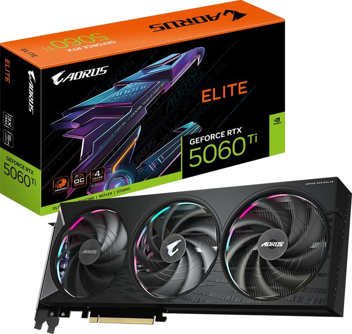 Image du produit Gigabyte AORUS GeForce RTX 5060 Ti ELITE 16G (16 Go)