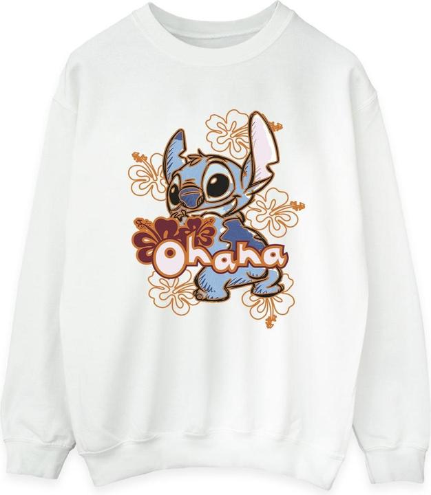 Disney Lilo And Stitch Ohana Orange Hibiscus Sweatshirt (L)