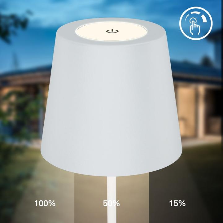Image du produit B.K.Licht Lampe de table LED rechargeable, IP44, 2,5W, blanc