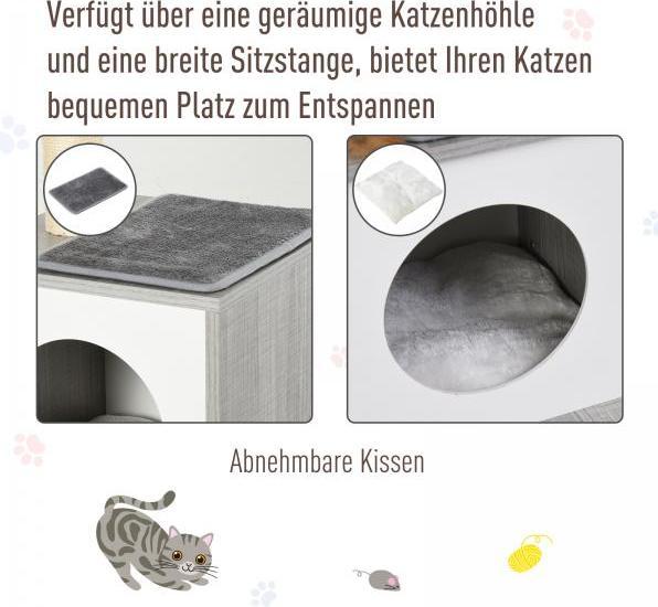Immagine prodotto PawHut Albero per gatti con tana di coccole (62 cm, Grigio)