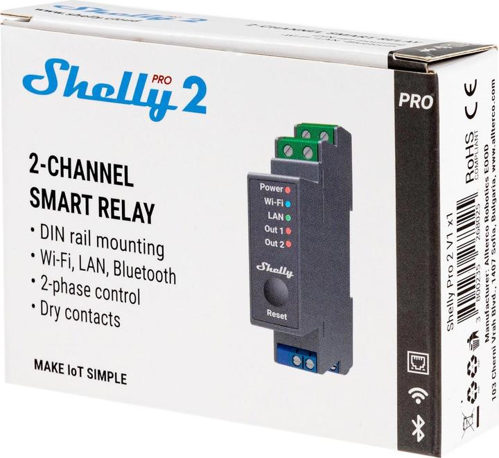 Immagine prodotto Shelly Pro 2 (Attuatore dell'interruttore)