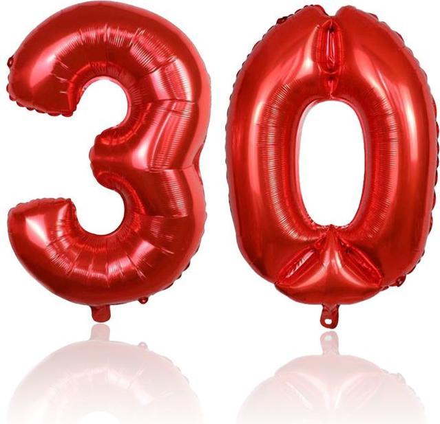 Image du produit Hermex Ballon numéroté Nombre 30 Folienballon Ballon à hélium rouge 81cm (1 x)