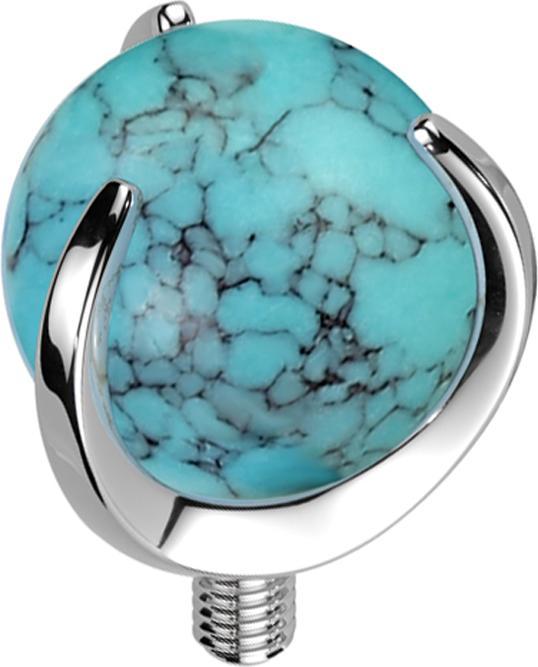 Produktbild Star Piercing Dermal Anchor silber Kugel Türkis Stein gefasst (Mineralisch, ohne Messing, Titan G23)