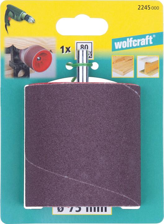 Produktbild wolfcraft wolfcraft 1 Schleifwalze Schaft 8mm, ø75x80mm (80)