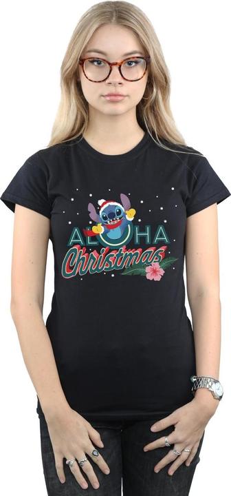 Actual product image Disney Womens/Ladies Lilo And Stitch Aloha Christmas Cotton T-Shirt (XL)