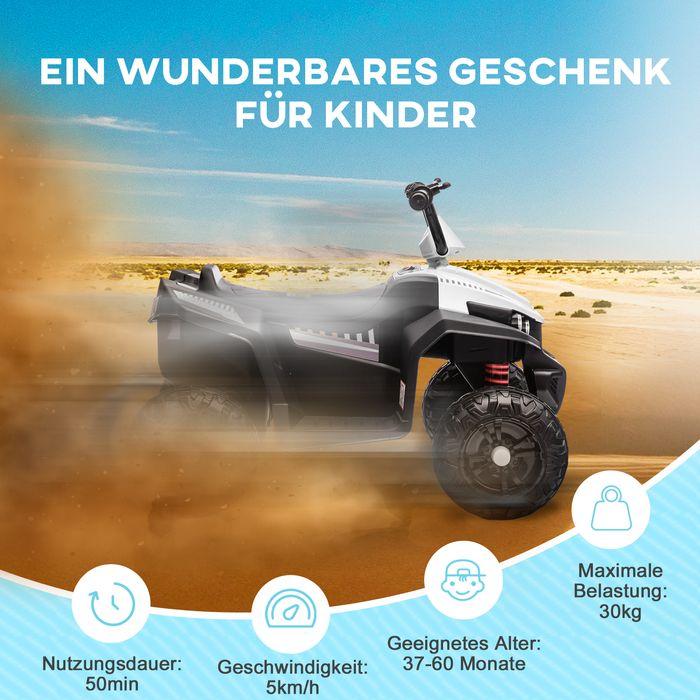 Produktbild Swisshandel24 Elektro Quad für Kinder 12V Kinderquad mit 4-Rad-Federung, MP3, 3-5 Jahre, 5 km/h, weiss (12 V)