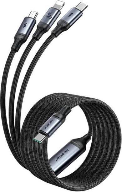 Actual product image Joyroom Cable Speedy USB SA21-1T3, 3 in 1/ 30W/Cable 1.2m (black) (1.20 m)