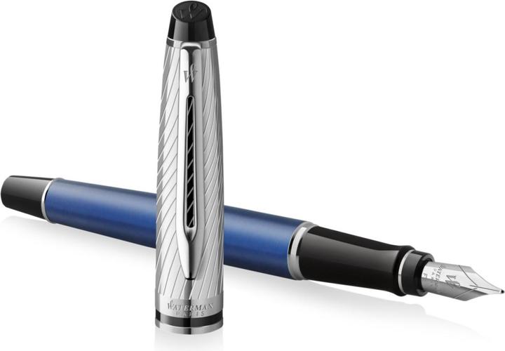 Immagine prodotto Waterman Penna stilografica Expert DeLuxe Blue C.C. (F-blu) (Blu, Argento, 1 x)