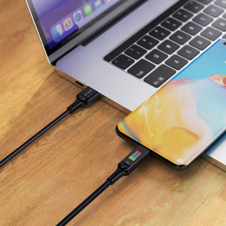 Image du produit Acefast Câble C7-04 USB-A USB-C 60W 1,2m avec écran - noir (1.20 m)