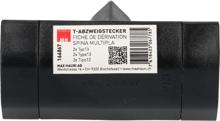 Image du produit Max Hauri Fiche de dérivation 2x type 13 3 pôles (Type 13, 2 x)