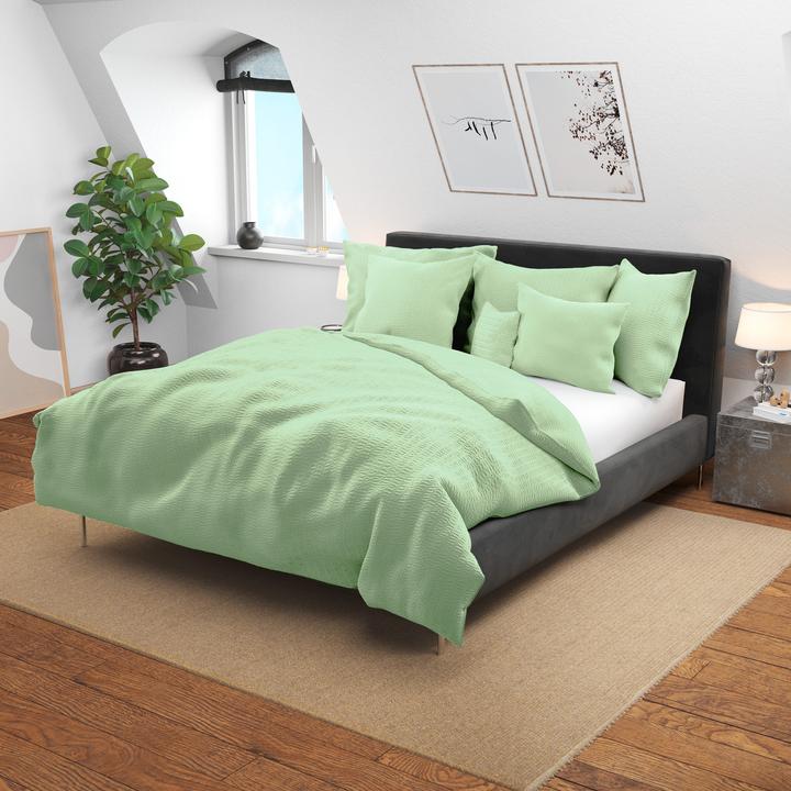 Actual product image Lotus Bettwaren Bed Linen Satin Seersucker uni (Duvet cover, 200 x 210 cm)