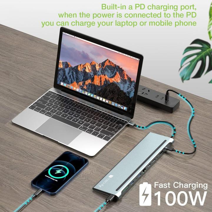 Productafbeelding Techly Docking Station USB-C-12-in-1 (USB-C, 1 Havens)
