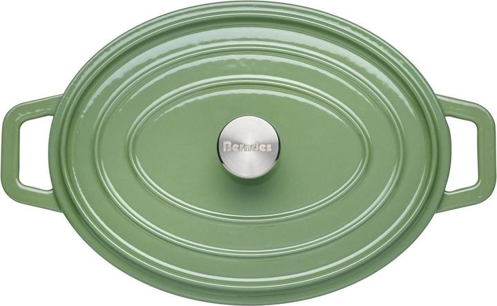Produktbild Berndes Bräter Cocotte B.IRON Gusseisen oval 31 x 24 cm 6 Liter salbeigrün INDUKTION (31 cm, Bräter + Schmortopf, Gusseisen)