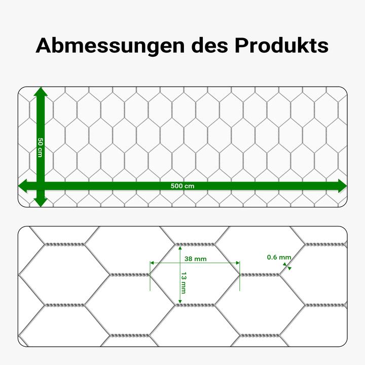 Actual product image Wiltec Aviary wire 5x0.5m rabbit wire 13mm mesh size hexagonal mesh fence (0.50 m)