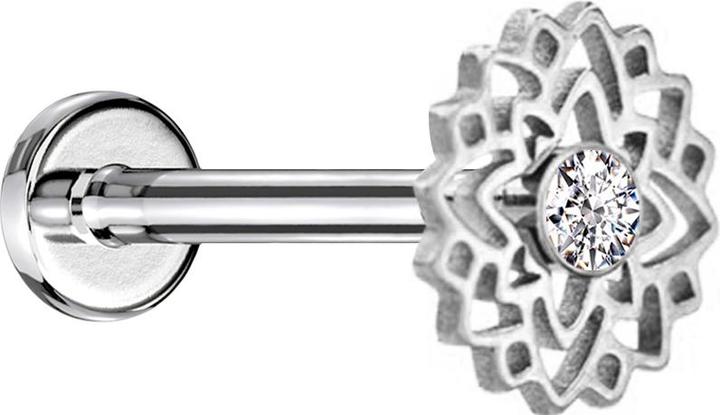 Star Piercing Flared Tunnel schwarz Totenkopf mit Schlange links (ohne Messing, Chirurgenstahl 316L)