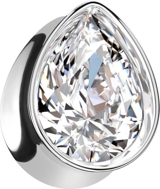 Immagine prodotto Star Piercing Plug Drop svasato in argento con grande cristallo in argento (Acciaio chirurgico 316L)