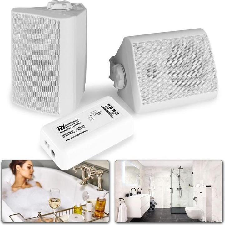 Power Dynamics speakers - Geluidsinstallatie met 2 outdoor speakers en versterker met Bluetooth - Perfect voor over