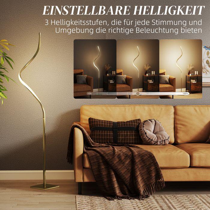 Actual product image Swisshandel24 Stehlampe Dimmbar LED Stehleuchte mit Fussschalter für Wohnzimmer, Gold (700 lm)