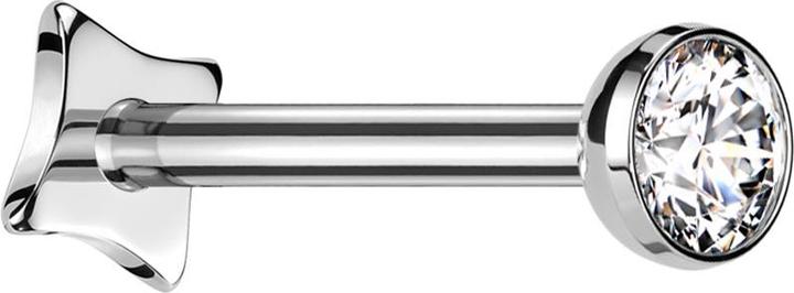 Star Piercing Micro Threadless Labret Eckig silber Halbkugel silber Kristall silber (Titan G23, ohne Messing)
