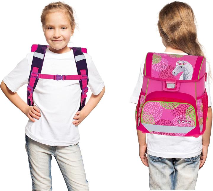 Produktbild Herlitz Loop Plus 5-teiliges Schulranzen-Set mit Regenhülle, Bloomy Horse (16 l)