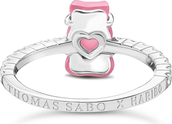 Produktbild Thomas Sabo Ring mit pinkem Mini-Goldbären und Steinen (60, 925 Silber)