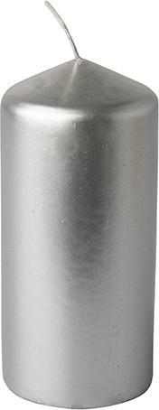 Actual product image Papstar Christmas pillar candle, 60 mm, silver Diameter: 60 mm, height: 130 mm, burning time: approx. 30 (1 pcs.)