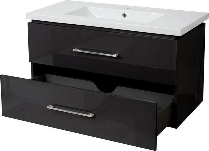 Image du produit Mendler Premium Meuble sous lavabo, meuble sous lavabo Meuble de salle de bain, haute brillance 90cm noir