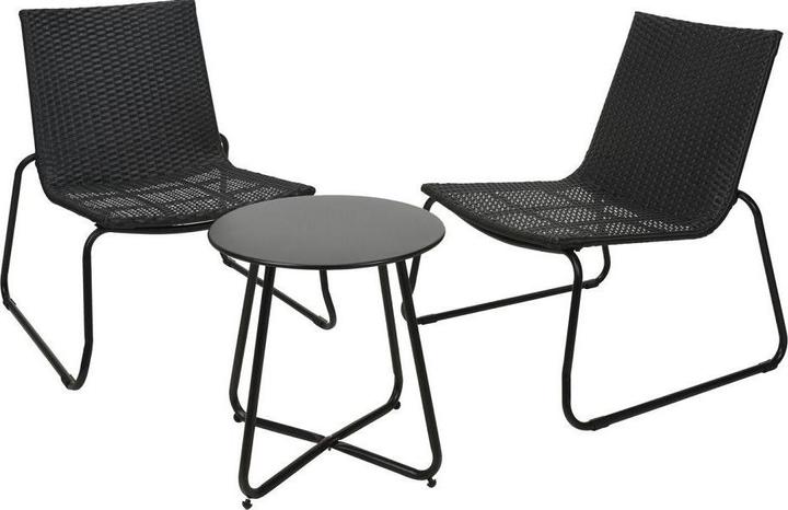 GreenGarden Copenhagen rattan garden & balcony furniture set 3-piece black