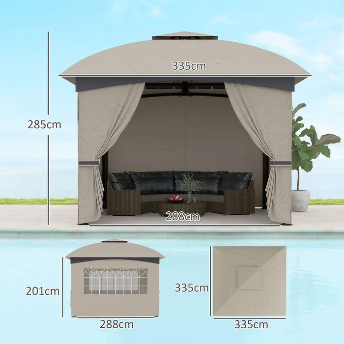 Immagine prodotto Swisshandel24 Pavillon ca. 3,4x3,4 m wasserabweisend, verzinkter Metallrahmen, Hellgrau (340 cm, 340 cm)