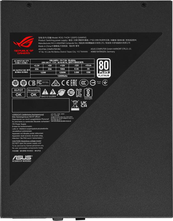 Image du produit ASUS ROG THOR 1200P2 GAMING (1200 W)