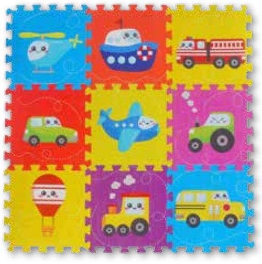 Actual product image Knorrtoys Puzzle mat - "Vehicles"/9 pieces/30 cm (86 x 86 cm)