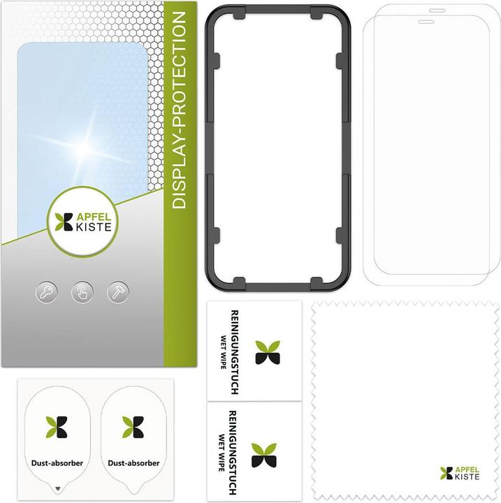 Produktbild Apfelkiste - Panzer Glas Displayschutzfolie mit Montagerahmen (2er Set) (2 Stück, Apple iPhone SE, Apple iPhone 6s, Apple iPhone 8, Apple iPhone 7)
