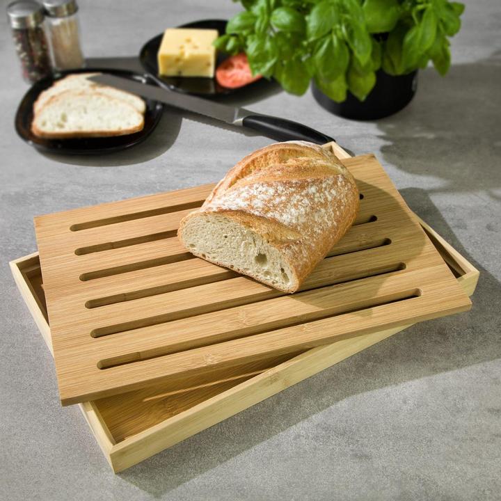 Actual product image Kinghoff BREAD Cutting board with tray 37 x 23cm KH-1217