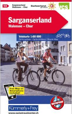 Produktbild Velokarte 1:60'000 259024133 Sarganserland-Walensee-Chur (Französisch, Englisch, 2021)