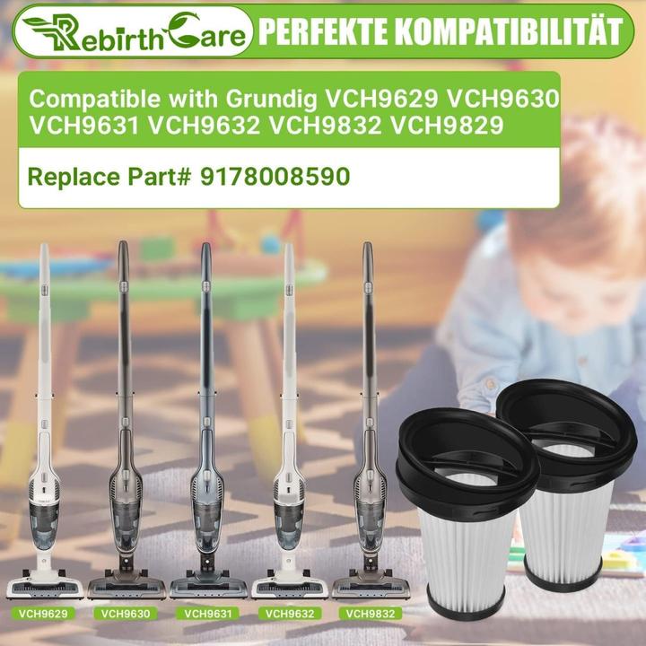 Produktbild Plutoos VCH9632 Filter für Grundig VCH9629 VCH9630 VCH9631 VCH9632 VCH9832 VCH9829 Handstaubsauger Filter He