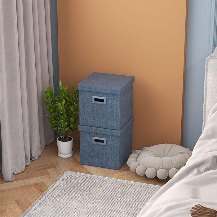 Image du produit Swisshandel24 Aufbewahrungsbox 2er-Set Stapelbare Aufbewahrungswürfel für Wohnzimmer, Blau (30 x 30 x 29 cm, 26 l)