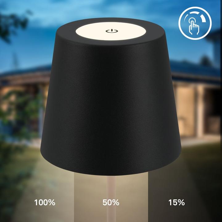 Produktbild B.K.Licht LED Akku Tischleuchte, IP44, 2,5W, schwarz