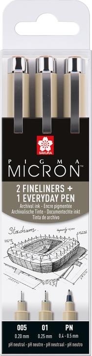Actual product image Sakura Fineliner Pigma Micron Urban 3 pieces (Black, 3 x)